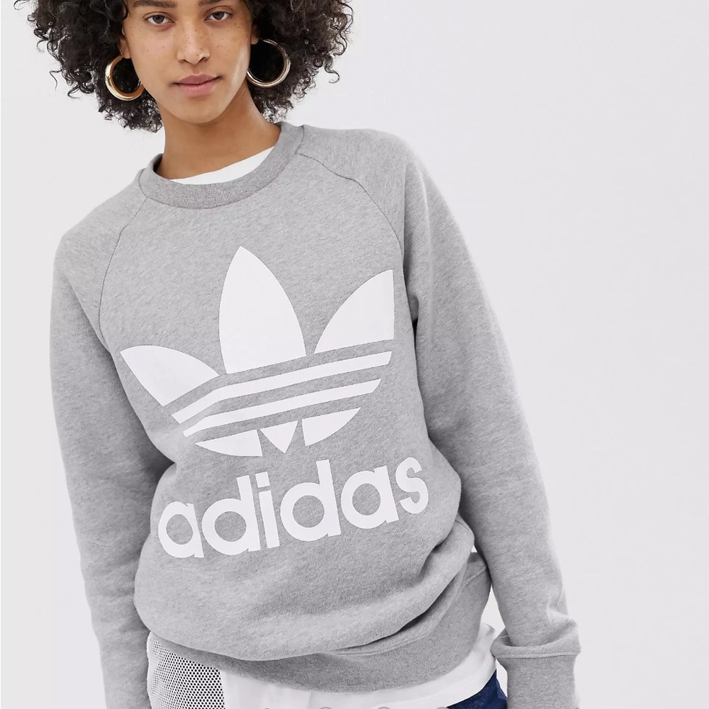 Grey adidas crew neck sweater